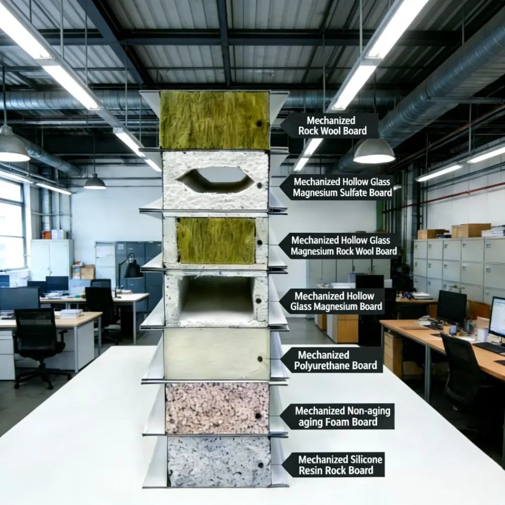 Material Dinding Tahan Api Kepadatan Tinggi, Panel Berinsulasi, Panel Dinding Eksterior, Panel Sandwich Wol Batu